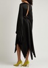Pleated wrap-effect satin midi dress
