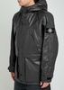 Logo panelled hooded leather jacket