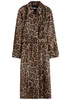 Leopard-print belted woven trench coat
