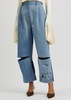 Cut-out straight-leg jeans