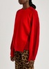 Layered-effect cable-knit wool jumper