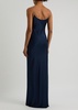 Chain-embellished satin maxi slip dress 