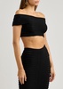 Off-the-shoulder cropped knitted top 