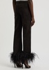 Roxie feather-trimmed straight-leg jeans