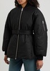Belted cotton-blend bomber jacket