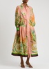 Papaya printed flax maxi shirt dress
