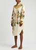 Oleander printed flax midi shirt dress