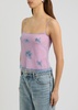 Floral-embellished tulle top 