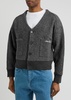 Logo-embroidered wool cardigan