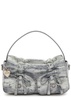 Mini Multipocket metallic-suede top handle bag 