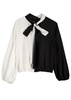 Mahogany colour-block satin blouse
