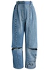 Cut-out straight-leg jeans