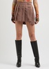 Asymmetric pleated woven mini skirt 