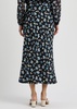 Clover printed silk-blend midi skirt