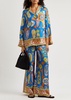 Luis printed silk-twill trousers