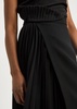 Pleated wrap-effect crepe maxi skirt