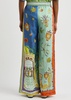 Surrealist printed flax trousers