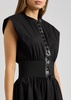 Leather-trimmed cotton maxi dress