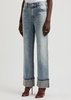 Weezy crystal-embellished wide-leg jeans