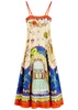 Surrealist printed flax midi dress
