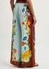 Dahlia printed wide-leg flax trousers
