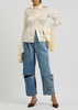 Crinkle-effect satin shirt