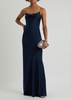 Chain-embellished satin maxi slip dress 