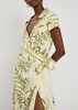 Mara printed linen-blend midi wrap dress