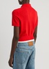 Logo-embroidered cropped wool cardigan