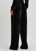 Faded crystal-embellished velour sweatpants