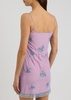 Floral-embellished tulle mini dress