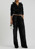 Faded crystal-embellished velour sweatpants