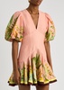 Papaya printed flax-blend mini dress