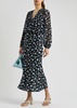 Clover printed silk-blend midi skirt
