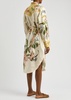 Oleander printed flax midi shirt dress