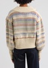 Striped ribbed-knit cardigan