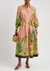 Papaya printed flax maxi shirt dress