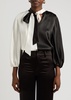 Mahogany colour-block satin blouse