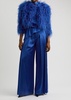 Simon pleated wide-leg satin trousers