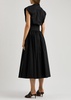 Leather-trimmed cotton maxi dress