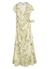 Mara printed linen-blend midi wrap dress