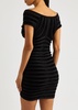 Off-the-shoulder ribbed mini dress 