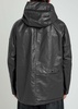 Logo panelled hooded leather jacket
