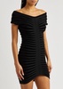 Off-the-shoulder ribbed mini dress 
