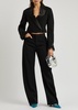 Double-breasted cropped wool blazer