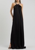 Crystal-embellished satin gown