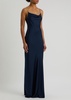 Chain-embellished satin maxi slip dress 