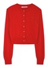 Logo-embroidered cropped fine-knit cardigan