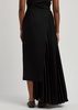 Pleated wrap-effect crepe maxi skirt