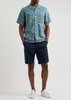 Checked and floral-jacquard cotton shirt 
